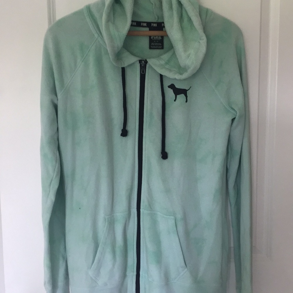 Mint green semi tie dye hoodie from Pink